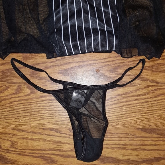 Pinstripe Chemise w/ Thong Size Small Lot 217 - Picture 6 of 8